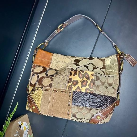 Y2K Coach Carly Leopard Patchwork Shoulder Bag 11496 - Picture 5 of 10